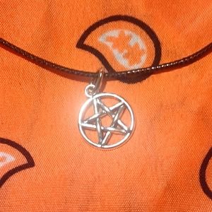 Black cord necklace with pentagram charm